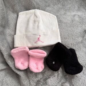 Jordan White and Pink Beanie Hat